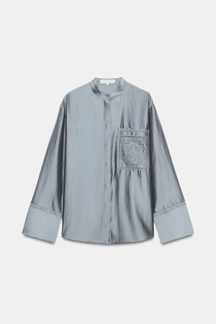 Рубашка с карманом и вышивкой — коллекция Zara «Zw»- Заказать в России