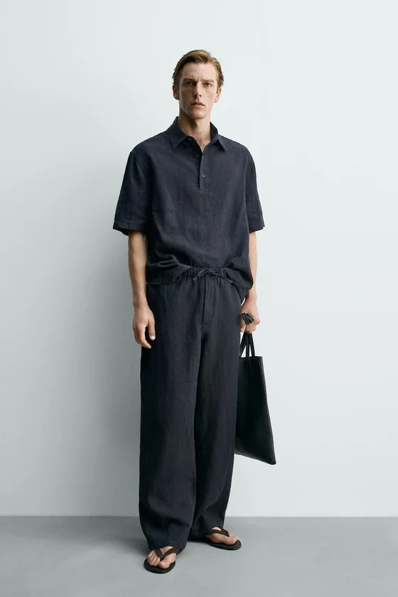 БРЮКИ СВОБОДНОГО КРОЯ ИЗ 100% ЛЬНА