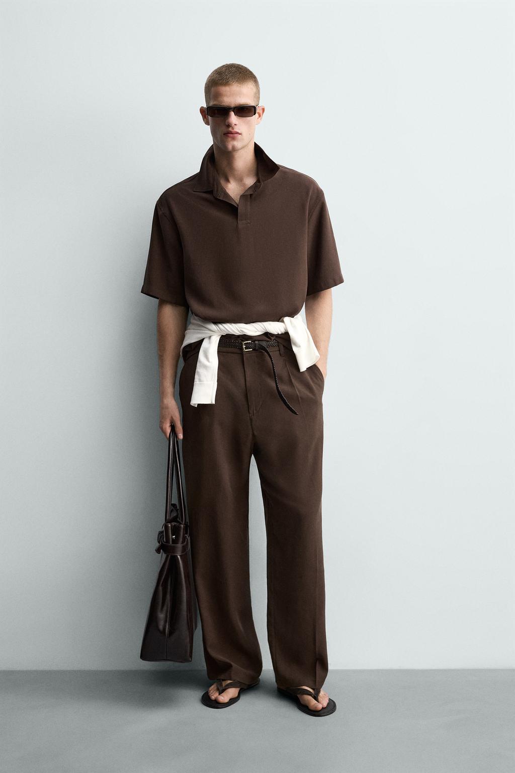 СТРУЯЩИЕСЯ БРЮКИ RELAXED FIT СО СКЛАДКАМИ