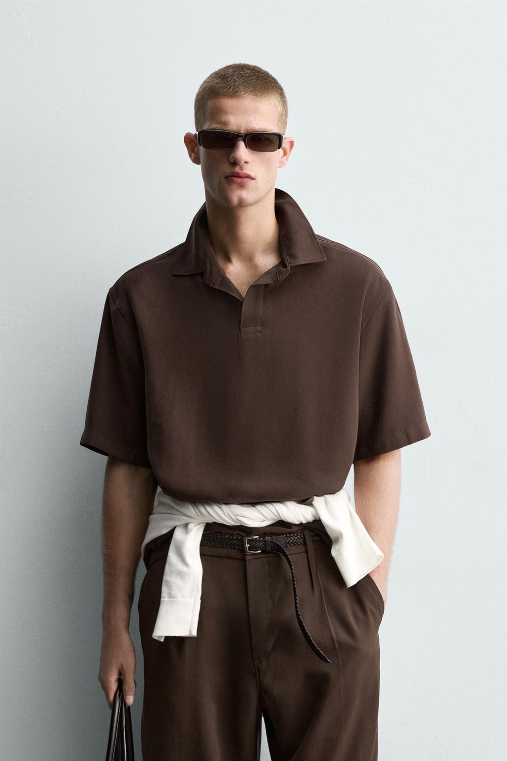 ПОЛО RELAXED FIT ИЗ СТРУЯЩЕЙСЯ ТКАНИ