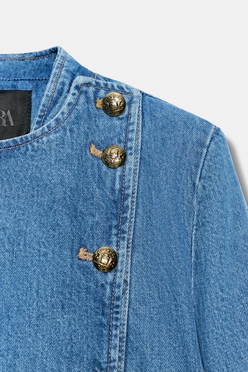 ДЖИНСОВАЯ КУРТКА С ПОДПЛЕЧНИКАМИ — ZW COLLECTION