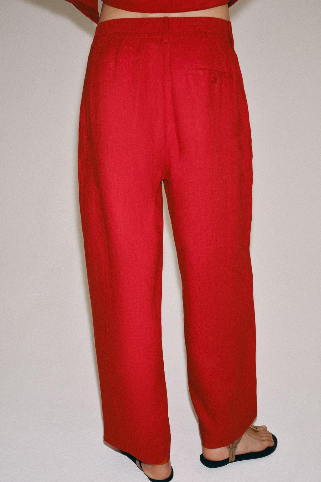 БРЮКИ ИЗ 100% ЛЬНА С ЗАЩИПАМИ — ZW COLLECTION