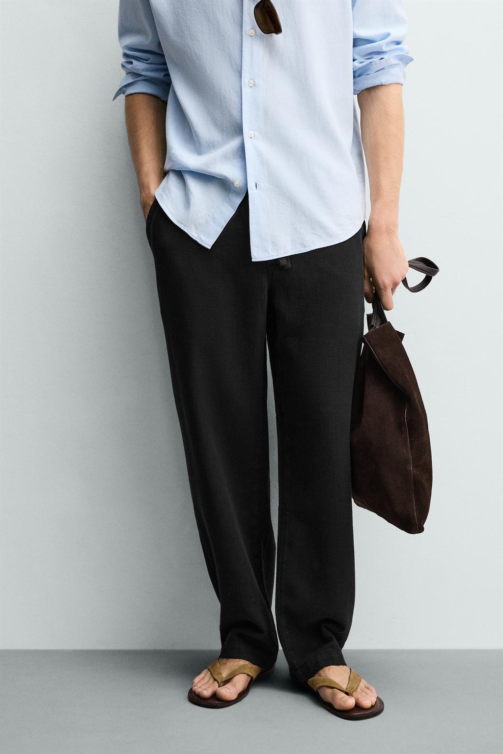 БРЮКИ RELAXED FIT ИЗ РЕЛЬЕФНОЙ ТКАНИ