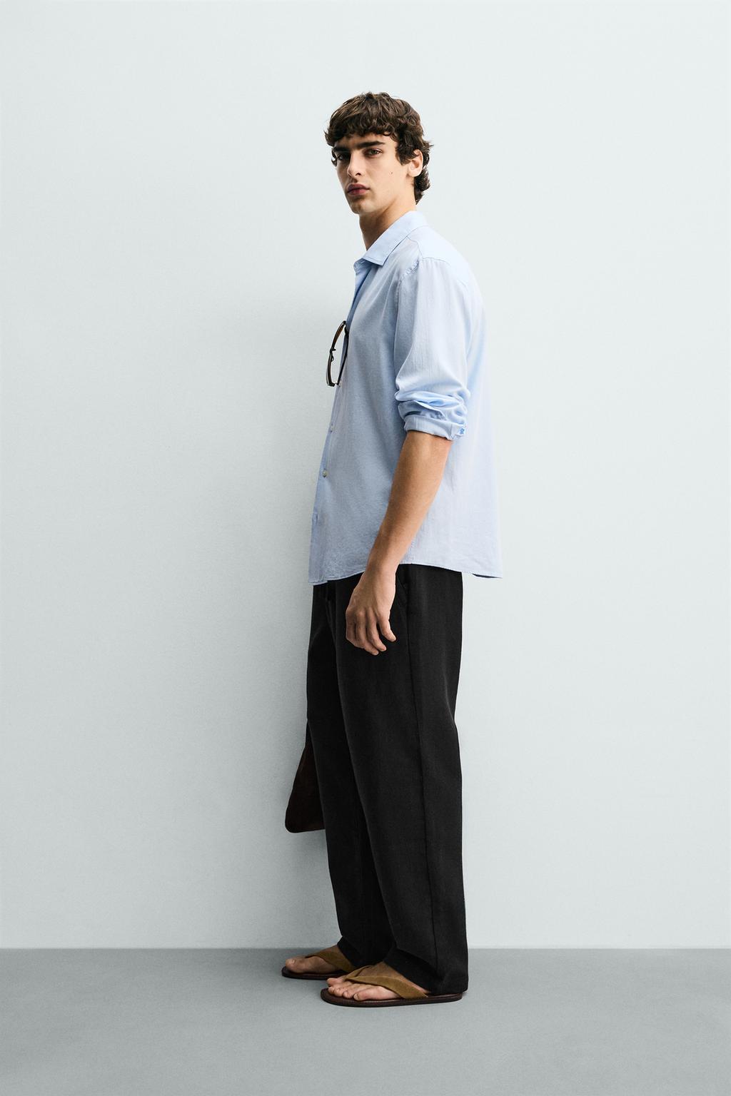 БРЮКИ RELAXED FIT ИЗ РЕЛЬЕФНОЙ ТКАНИ