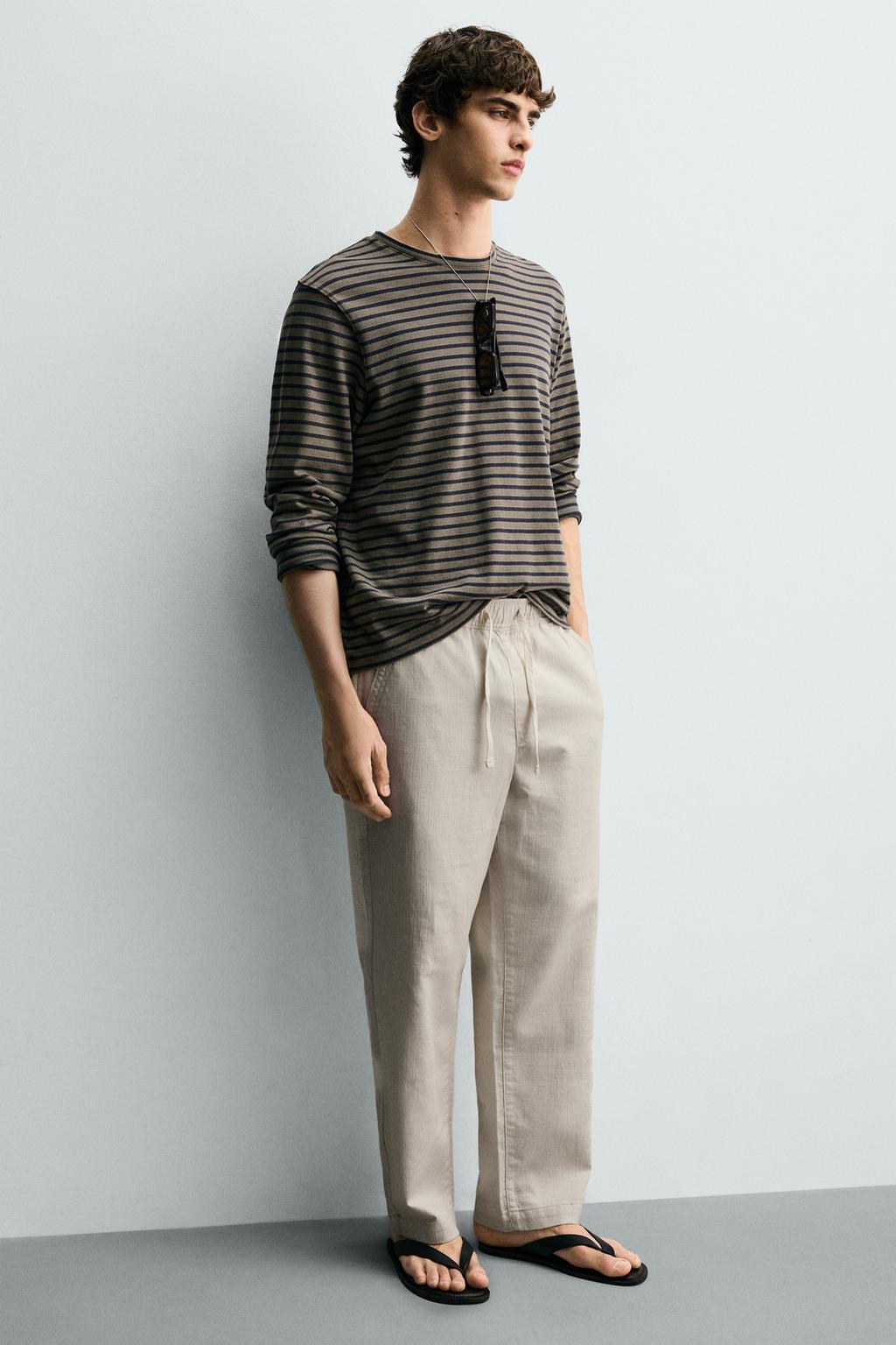 БРЮКИ RELAXED FIT ИЗ СТРУКТУРНОЙ ТКАНИ