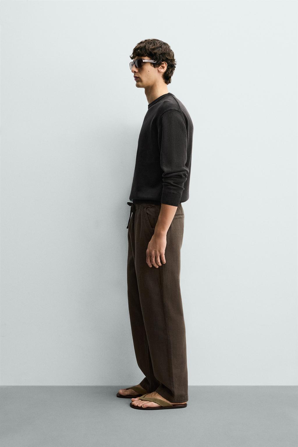 БРЮКИ RELAXED FIT ИЗ РЕЛЬЕФНОЙ ТКАНИ