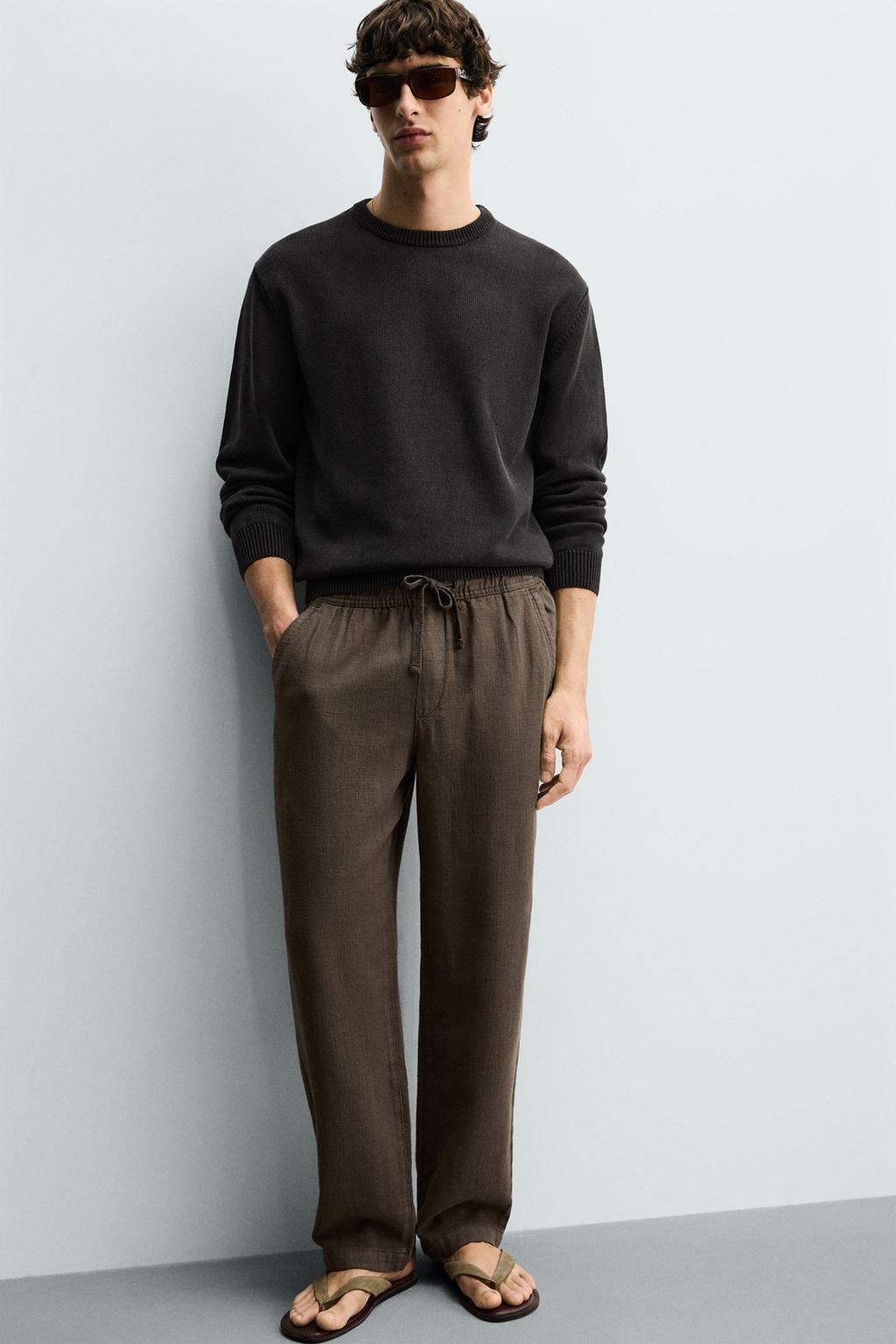 БРЮКИ RELAXED FIT ИЗ РЕЛЬЕФНОЙ ТКАНИ