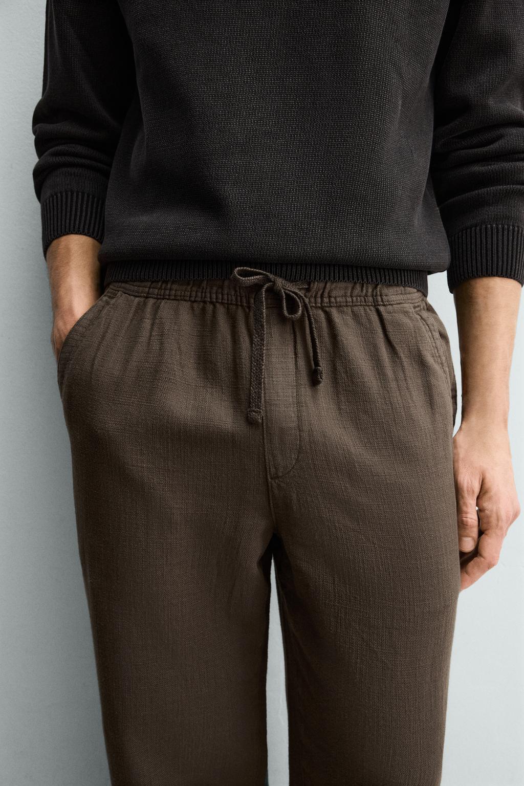 БРЮКИ RELAXED FIT ИЗ РЕЛЬЕФНОЙ ТКАНИ