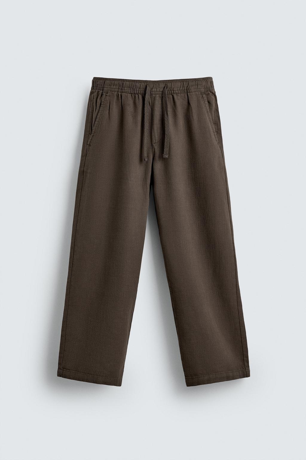 БРЮКИ RELAXED FIT ИЗ РЕЛЬЕФНОЙ ТКАНИ