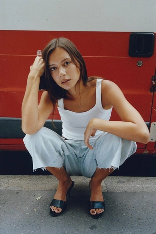 Купить Zara Кожаные босоножки на каблуке