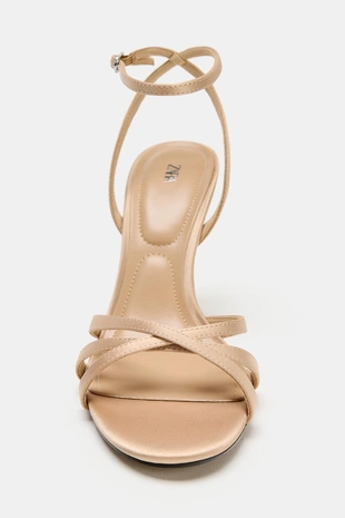 Beige | 2312/810/098 - Zara Босоножки на каблуке с блестящей деталью