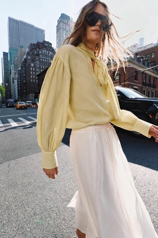 Купить Zara Рубашка в полоску с завязками — ZW COLLECTION
