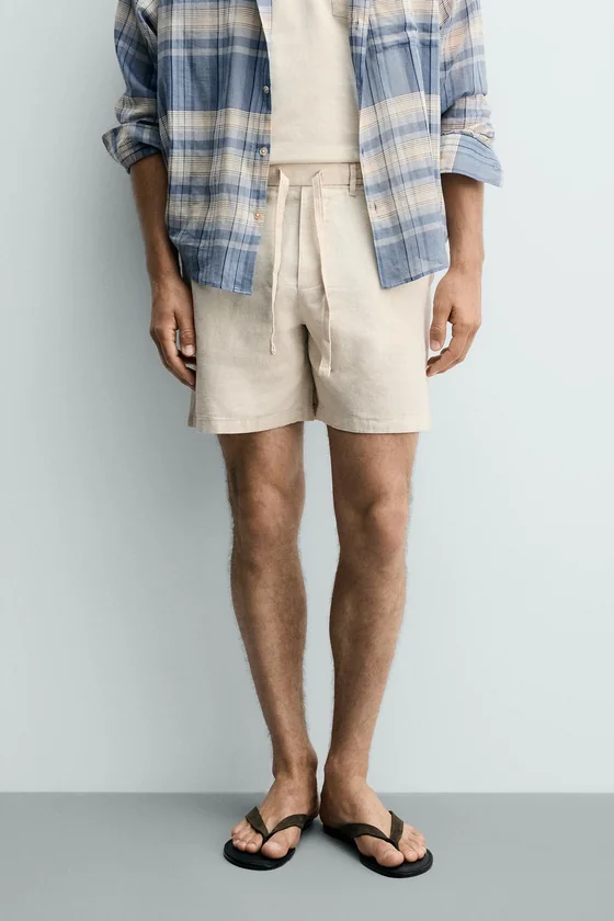 ШОРТЫ RELAXED FIT ИЗ ХЛОПКА И ЛЬНА