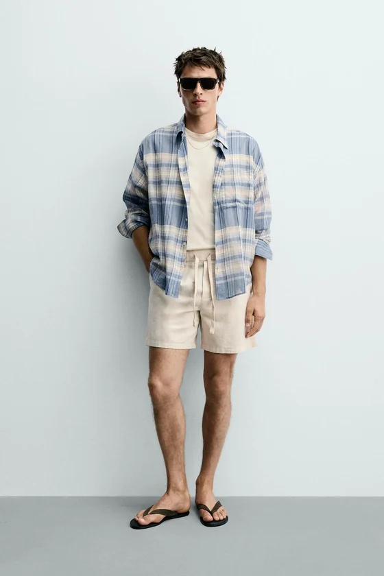 ШОРТЫ RELAXED FIT ИЗ ХЛОПКА И ЛЬНА