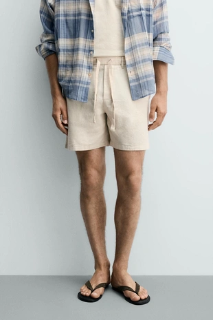 Шорты Relaxed Fit из хлопка и льна