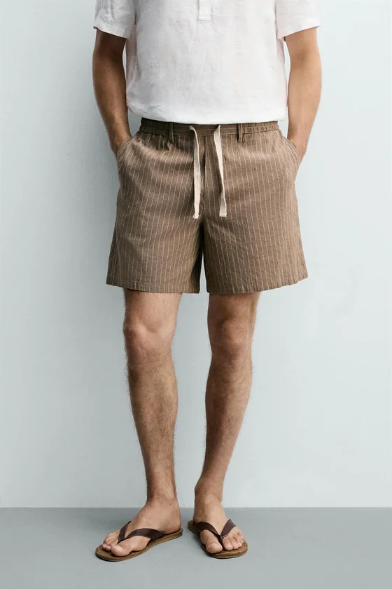 ШОРТЫ RELAXED FIT ИЗ ХЛОПКА И ЛЬНА