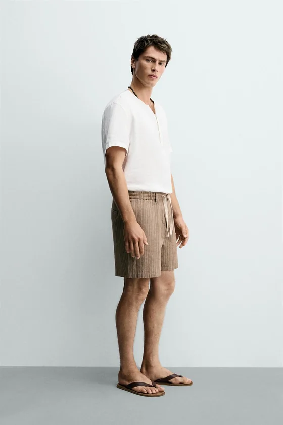 ШОРТЫ RELAXED FIT ИЗ ХЛОПКА И ЛЬНА