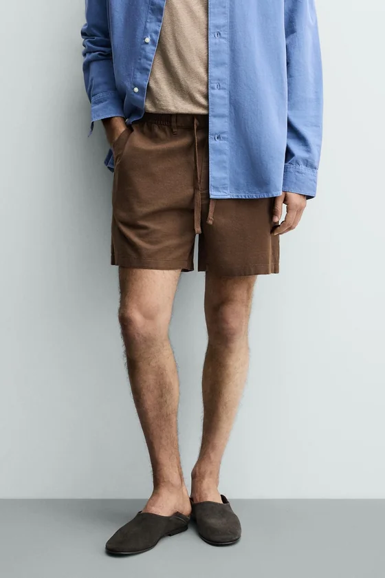 ШОРТЫ RELAXED FIT ИЗ ХЛОПКА И ЛЬНА