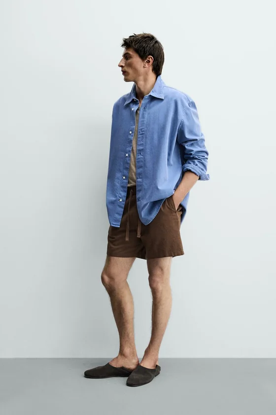 ШОРТЫ RELAXED FIT ИЗ ХЛОПКА И ЛЬНА