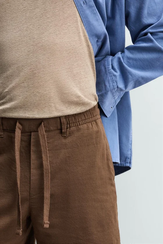 ШОРТЫ RELAXED FIT ИЗ ХЛОПКА И ЛЬНА