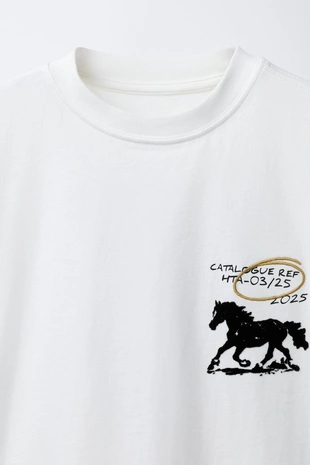 White | 4424/687/250 - Zara Футболка с рельефным принтом «лошадь»
