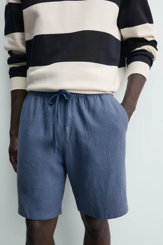 ШОРТЫ RELAXED FIT ИЗ ВИСКОЗЫ И ЛЬНА