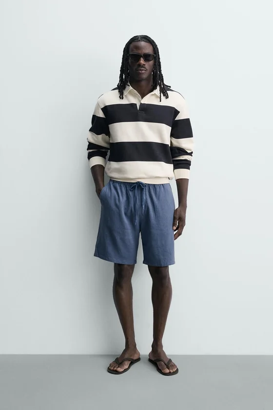 ШОРТЫ RELAXED FIT ИЗ ВИСКОЗЫ И ЛЬНА