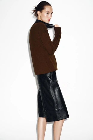 Black | 2103/796/800 - Zara Длинные бермуды из искусственной кожи