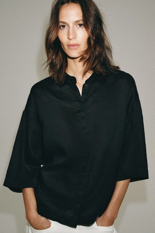 Купить Zara Рубашка оверсайз из рами — ZW COLLECTION