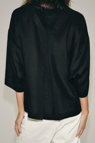 Black | 4786/032/800 - Zara Рубашка оверсайз из рами — ZW COLLECTION