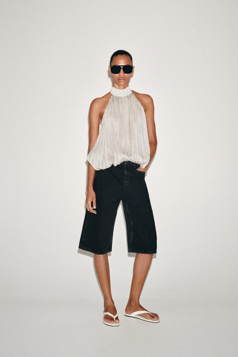 Джинсовые шорты-бермуды средней посадки Zara «ZW»