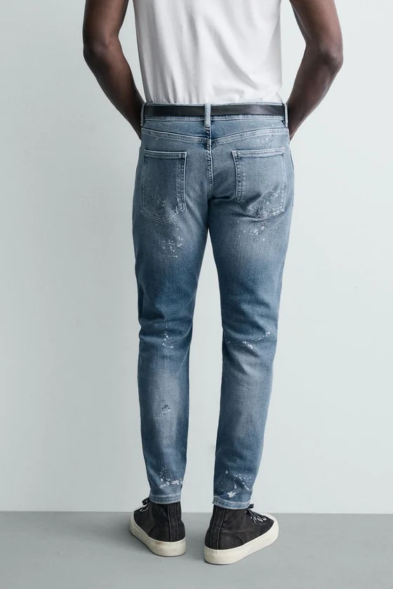 Узкие джинсы с потертостями skinny fit