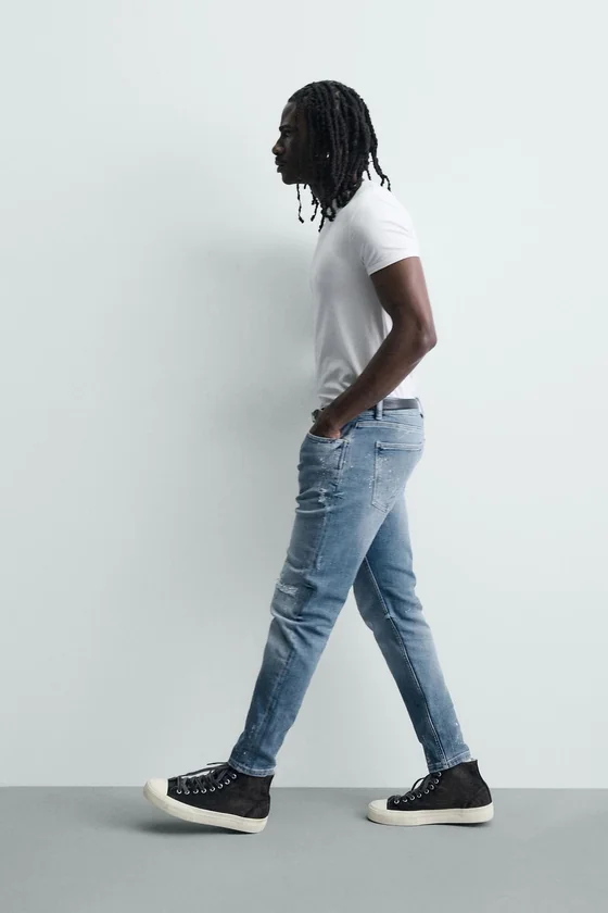 Узкие джинсы с потертостями skinny fit
