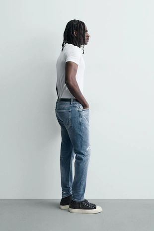Узкие джинсы с потертостями skinny fit- Заказать в России