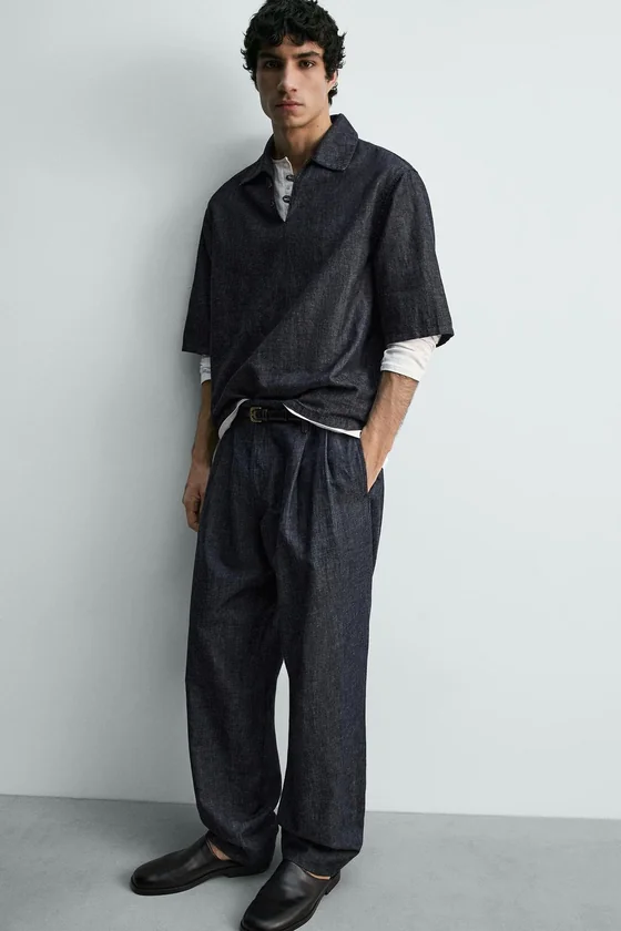 Брюки balloon fit с защипами