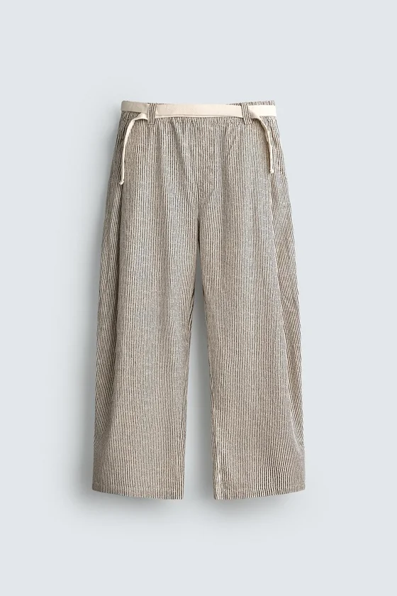 БРЮКИ WIDE FIT В ПОЛОСКУ С РЕМНЕМ