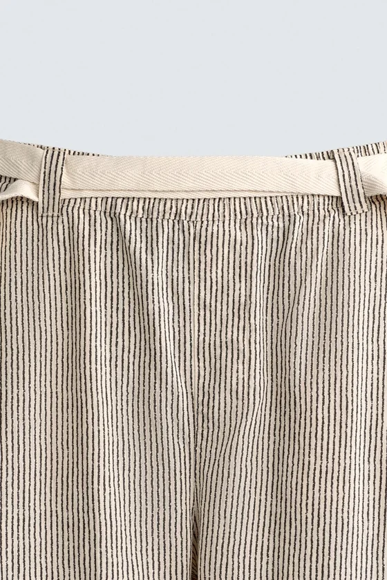 БРЮКИ WIDE FIT В ПОЛОСКУ С РЕМНЕМ