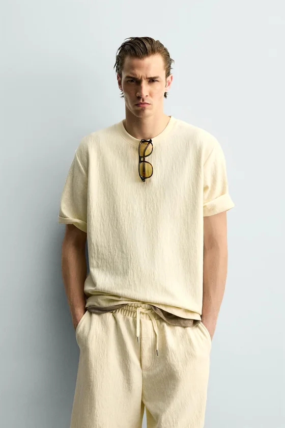 ФУТБОЛКА RELAXED FIT ИЗ РЕЛЬЕФНОЙ ТКАНИ
