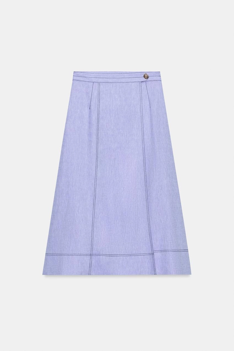 ЛЬНЯНАЯ ЮБКА НА ЗАПÁХЕ СО СТРОЧКОЙ