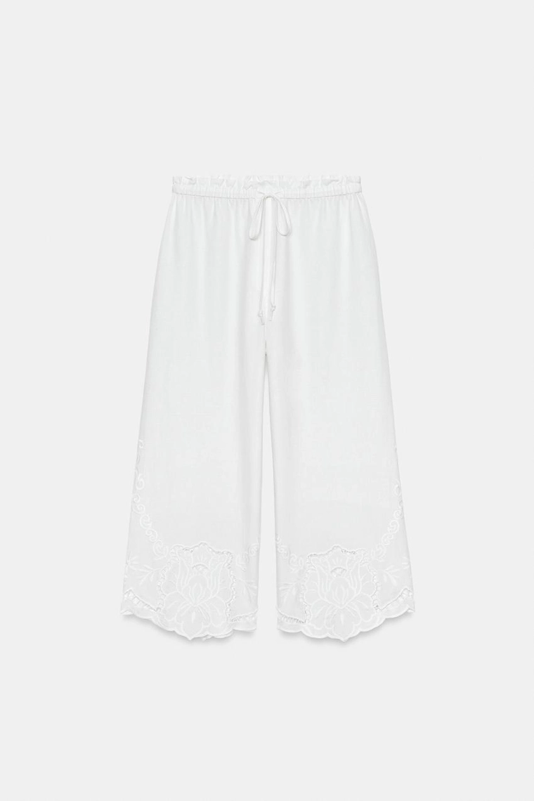 БРЮКИ С ВЫШИВКОЙ И ЛЬНОМ — коллекция Zara «ZW»
