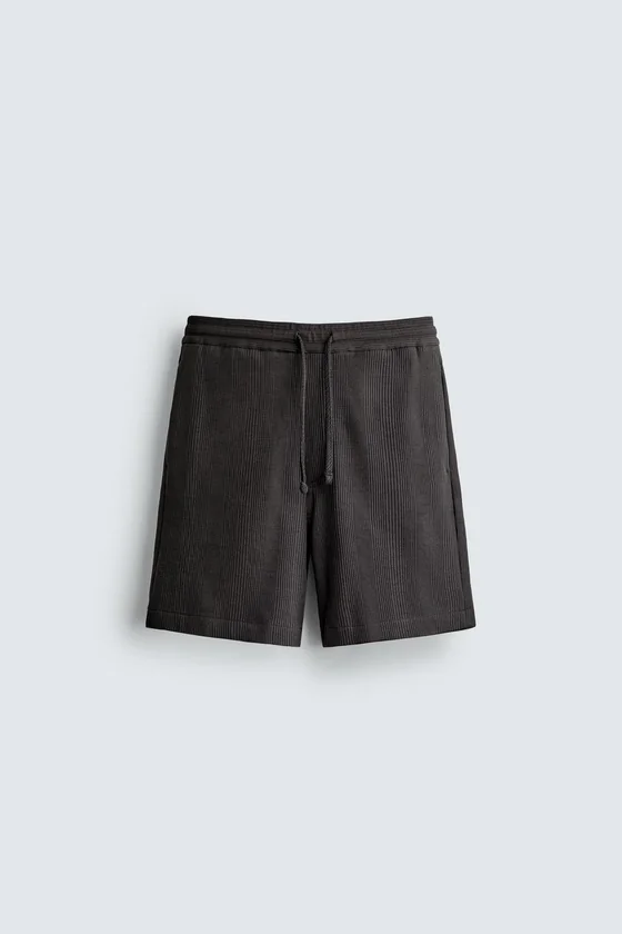 ШОРТЫ RELAXED FIT ИЗ РЕЛЬЕФНОЙ ТКАНИ