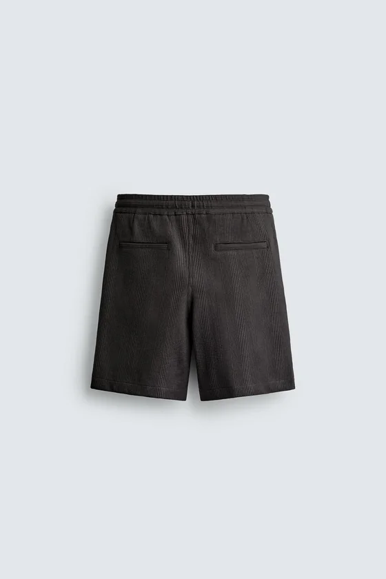 ШОРТЫ RELAXED FIT ИЗ РЕЛЬЕФНОЙ ТКАНИ