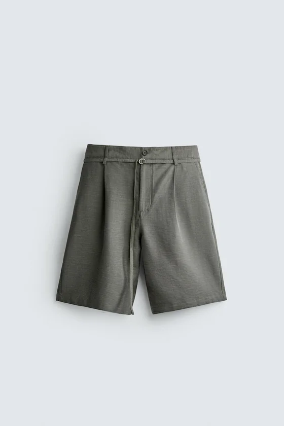 ШОРТЫ RELAXED FIT СО СКЛАДКАМИ И РЕМНЕМ