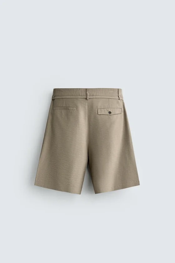 ШОРТЫ RELAXED FIT СО СКЛАДКАМИ И ПОЯСОМ