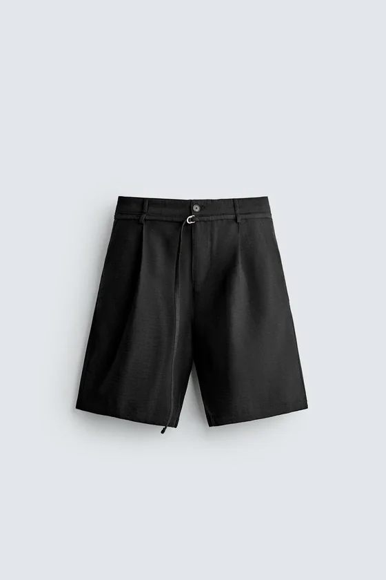 ШОРТЫ RELAXED FIT СО СКЛАДКАМИ И РЕМНЕМ