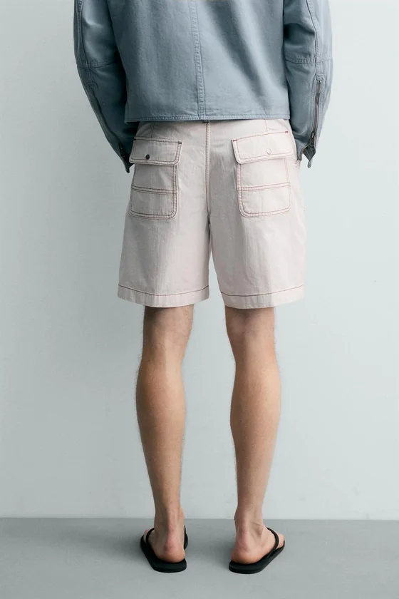 ШОРТЫ RELAXED FIT С КОНТРАСТНОЙ ОТСТРОЧКОЙ