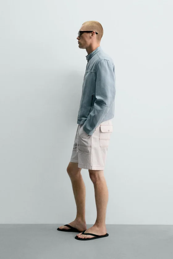 ШОРТЫ RELAXED FIT С КОНТРАСТНОЙ ОТСТРОЧКОЙ