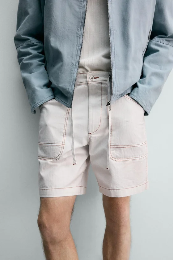 ШОРТЫ RELAXED FIT С КОНТРАСТНОЙ ОТСТРОЧКОЙ