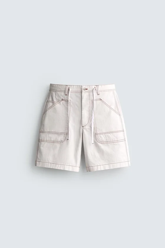 ШОРТЫ RELAXED FIT С КОНТРАСТНОЙ ОТСТРОЧКОЙ