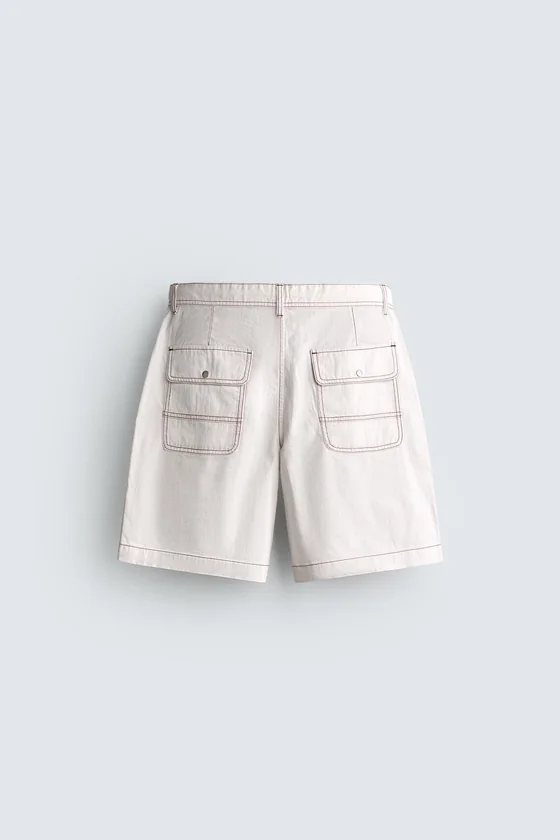 ШОРТЫ RELAXED FIT С КОНТРАСТНОЙ ОТСТРОЧКОЙ
